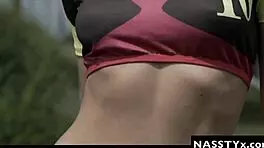 Nasstyx Slim Fit Babe Caprice Seduces Soccer Coach in Changing Room with Outdoor Cowgirl Ride