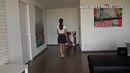 young photo model explores first casting session with tiny frame