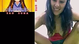 samantha discovers hentai for the first time with masturbation and orgasm