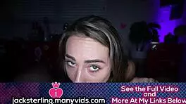 Sexy babe Mackenzie Mace gives glowing night blowjob with deepthroat