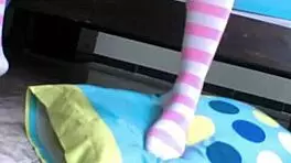 Busty petite teen feels intense pleasure from fingering to orgasm.