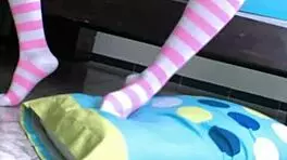 Busty petite teen feels intense pleasure from fingering to orgasm.