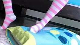 Busty petite teen feels intense pleasure from fingering to orgasm.