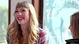 blindfolded stepmom subtly eats tight pussy in suggestive milf teen encounter