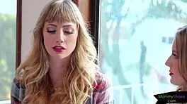 blindfolded stepmom subtly eats tight pussy in suggestive milf teen encounter