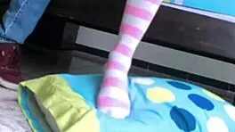 Busty petite teen feels intense pleasure from fingering to orgasm.