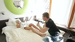 Fervent teen GIVES SUCK JOB in POV and GETS SLIM KITTY POUNDED