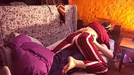 These cute teens kiss and then fuck