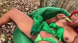 Nina Rivera orgasms outdoors as Poison Ivy