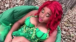 Nina Rivera orgasms outdoors as Poison Ivy