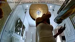 wow, this hot petite 18+ milf slips into a white dress for a sexy thong change 😍