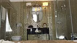 wow, this hot petite 18+ milf slips into a white dress for a sexy thong change 😍