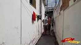 Two young and juicy maids get pounded in the backyard and he makes her swallow his load