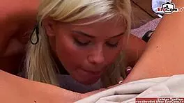 Skinny Brunette And Busty Blonde Engage In Detailed Lesbian Roleplay With Cunilingus And Face Sitting