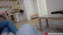 Kenzie Pulls Down Stepbro's Pants, Works Wet Mouth on Shaft