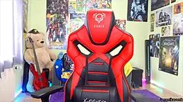 Sexy gamer teen emotionally flashes big boobs and ass