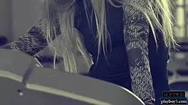 Flexible petite blonde teen stretches in yoga workout at the gym