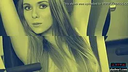 Flexible petite blonde teen stretches in yoga workout at the gym