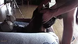 laura in miniskirt and heels gives rough deepthroat on sofa 😍