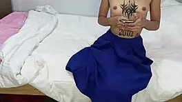 In the bedroom, she licks pussy and gives footjobs, but fights break out in the messy homemade scene.