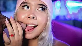 Sexy blonde Colombian teen deeply sucks cock on webcam