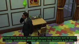 The Sims 4 - La Deuda de Karen 3 features a Mexican teen in a group scene