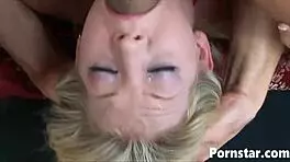 petite babe leah luv enjoys sucking huge dick deepthroat and swallowing cum 😍