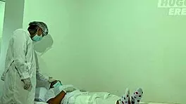 emotional moment receiving covid-19 vaccine at the hospital