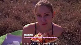 public agent picks up 18 babe for pizza and outdoor banging. sloppy blowjob seals the deal!