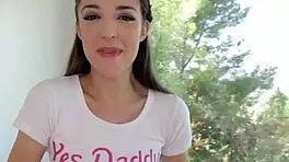 brunette teen 18+ sucking big cock gets cum on face in high definition