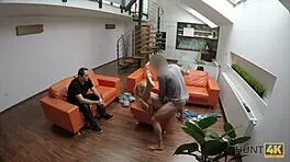 Blonde's Shaved Pussy Fucked Hard