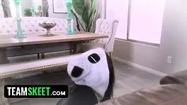 Exotic Petite Babe Jumps On Huge Cock In Panda Costume