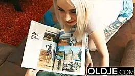 Horny nympho feels intense pleasure as fat man fucks her sweet pussy