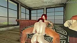 Fox Harker Teases Her Redhead Pussy in Second Life Masturbation Scene