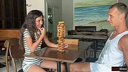 Stepsister Lost Jenga Game, Got Rough Anal Fucking
