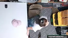 wild sex with a petite teen shoplifter and a brawny officer