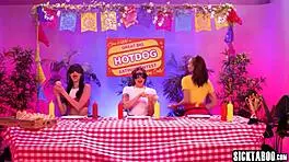 Three big booty teens explore with toys