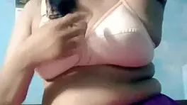 Unsatisfied indian teen satisfying herself on webcam with big boobs.