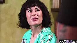 Horny Milf With Big Tits Massages Client's Monster Cock Riding Hard