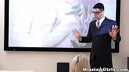 That tempting Mormon babe bounces on a huge dick so pleasurably