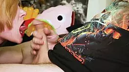 Amateur blonde wife Roxy delivers a wet sloppy blowjob, finishing with a facial cumshot.