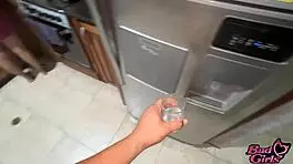 damn, this latina babe blows me in the kitchen then rides hard!