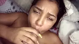 Morena colombiana gets interrupted for blowjob and fucking POV