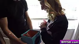 Sexy teens blowjob and fuck big cocks in holiday group