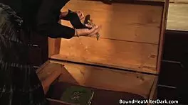 Blonde Czech Mistress Whips Leather Slave In Bondage Fight