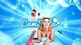 Petite blonde teen 18+ cums hard with VR toy play