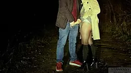 Incredible Stranger Caught Me Masturbating Outdoors in Skirt and Stockings