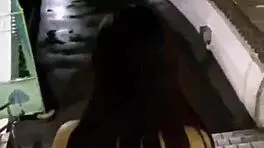 nana loves being naked outside the station. she hails a taxi bare.