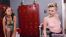 Cheerleaders Eliza Ibarra and Coco Lovelock Share Intense Locker Room Action