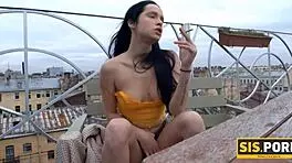 brunette teen enjoys taboo sex in shower to quit smoking